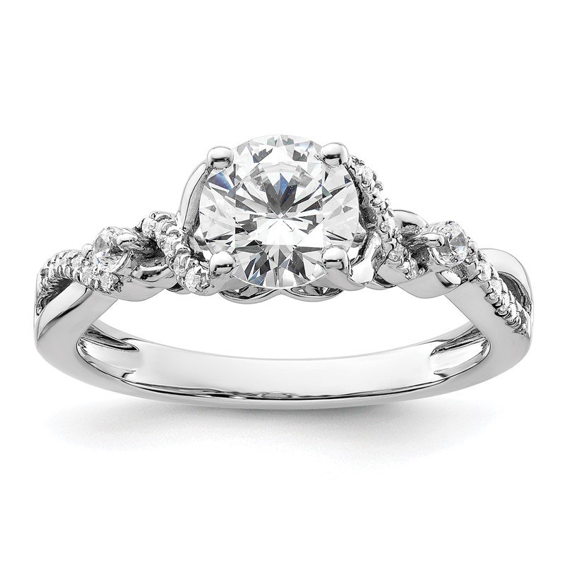 14k White Gold Round Lab-Grown Diamond VS/SI GH Round By-Pass Complete Engagement Rings