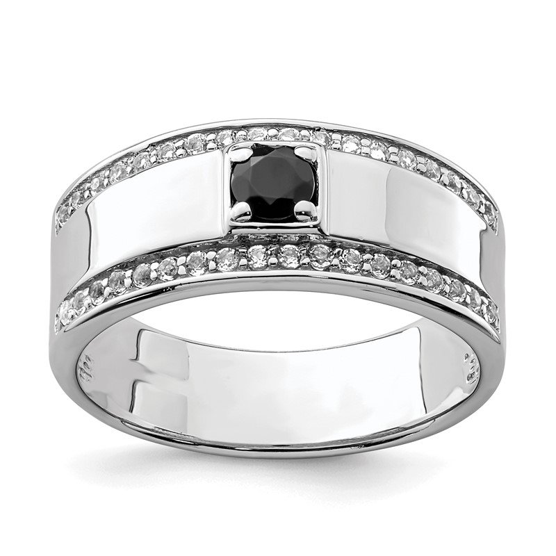 Quality Gold Sterling Silver Rhodium-plated Men's Onyx and