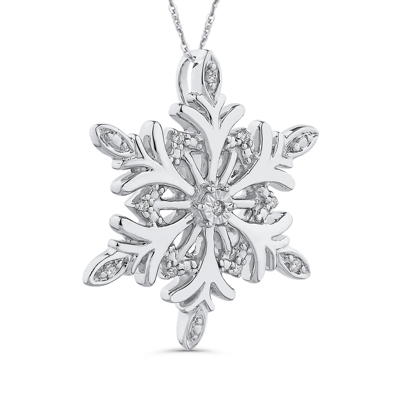 Essentials Sterling Silver .04 ct Round Diamond Snowflake