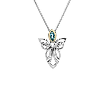 Keith Jack S/sil + 10k Guardian Angel Sky Blue Topaz Pendant
