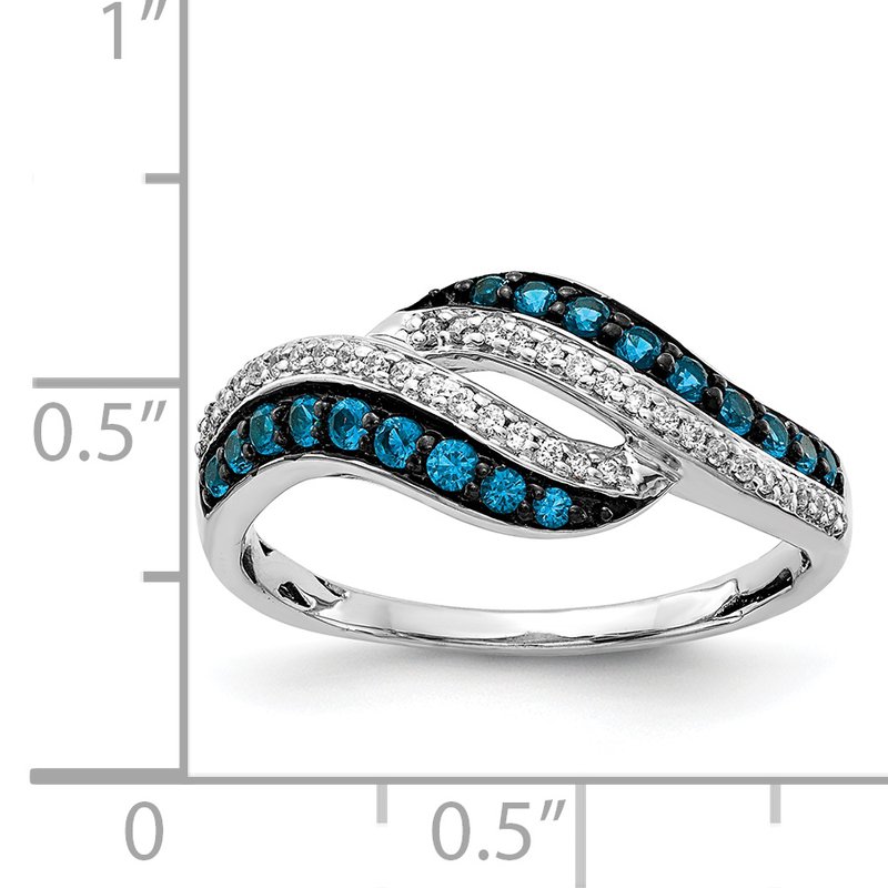 14k White Gold Blue and White Diamond Swirl Ring 14k White Gold Blue and White Diamond Swirl Ring
