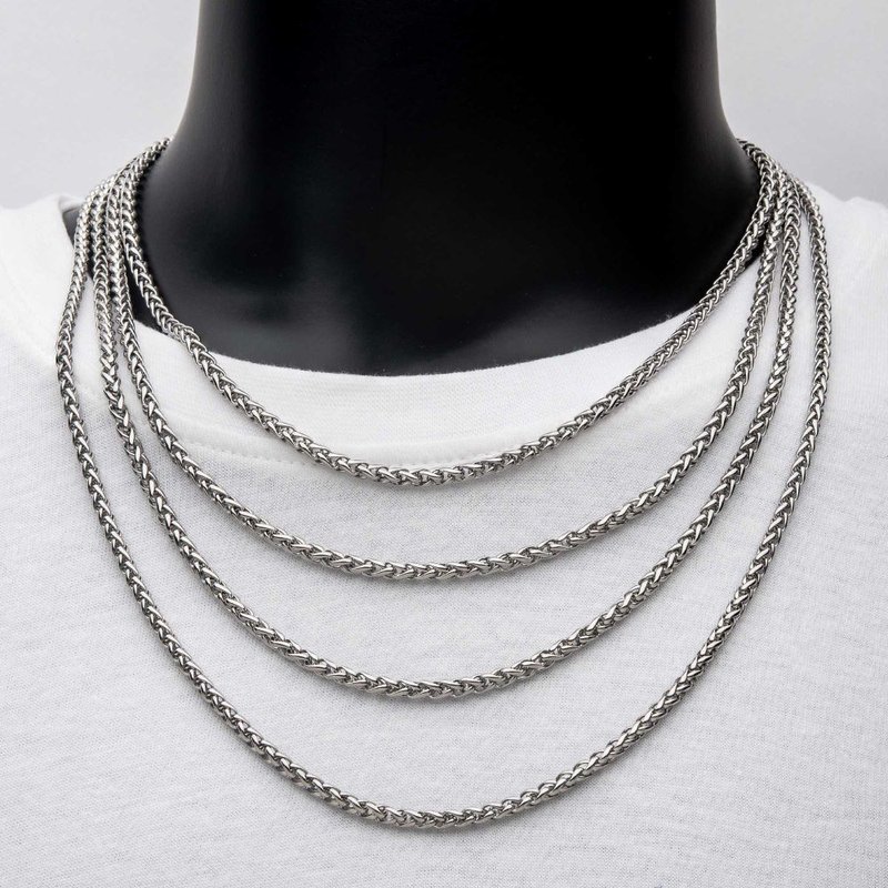 INOX Jewelry 3mm Oxidized Steel Boston Link Chain Necklace