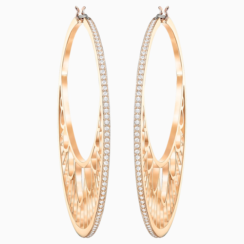 Swarovski Georgette Hoop Pierced Earrings, White, Rose-gold Swarovski Georgette Hoop Pierced Earrings, White, Rose-gold