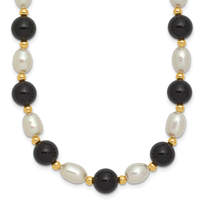 ネックレス・ペンダント Pearl with Onyx Beads Necklace #7733 white-and-black-7733-pearl-