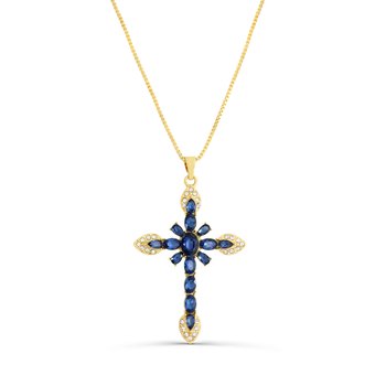 Crystal Blue Cross Pendant Z124-LN5098