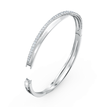 Swarovski Twist bangle, White, Rhodium plated 5565210 - Savoy's