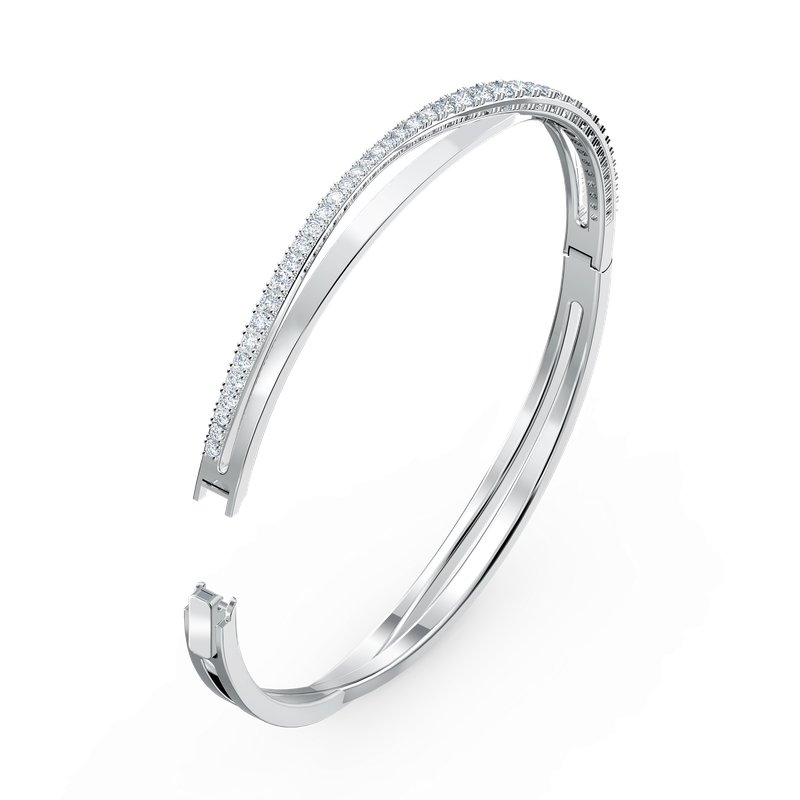 Swarovski Twist bangle, White, Rhodium plated 5565210 - Bradley