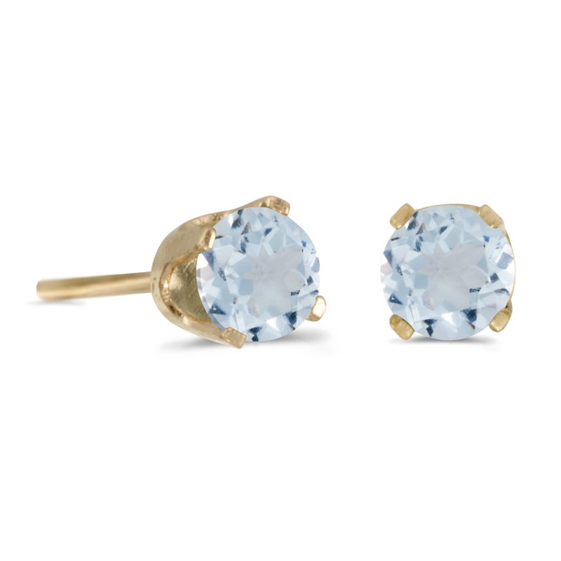 4 mm Round Aquamarine Screw back Stud Earrings in 14k Yellow Gold E1412SBX 03 IMG Jewelers