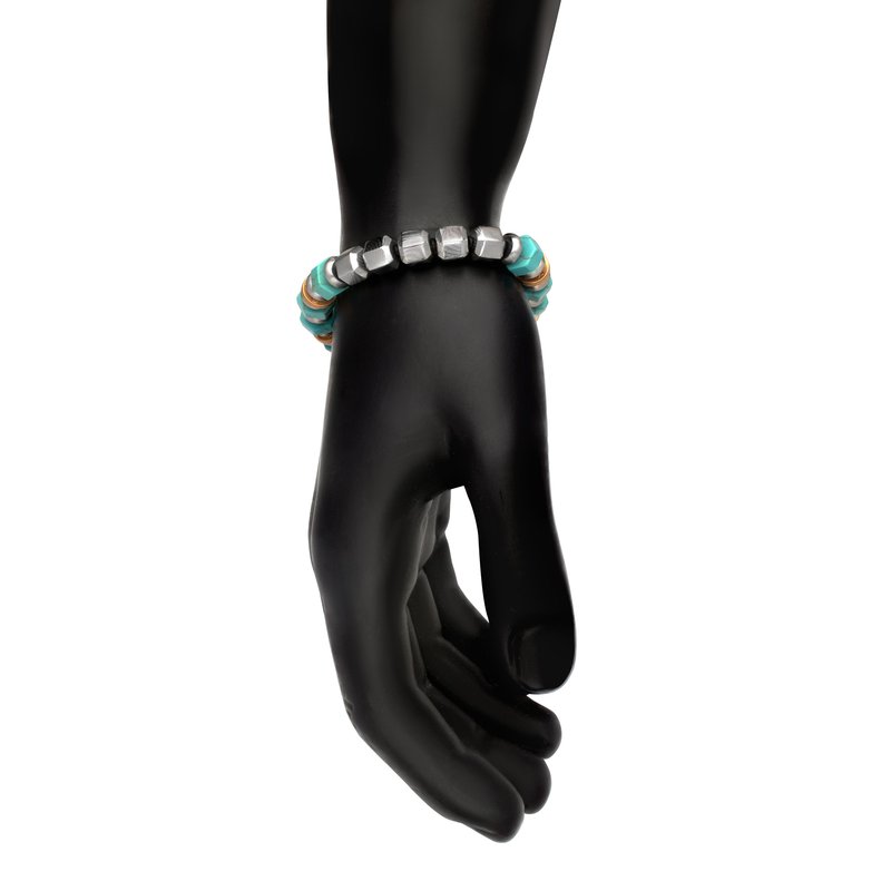 INOX Jewelry 8mm Steel and Turquoise Beads Bushido Bracelet