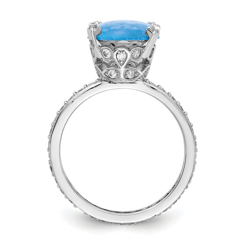 Cheryl M Sterling Silver Lab Created Blue Opal Ring Cheryl M Sterling Silver Lab Created Blue Opal Ring