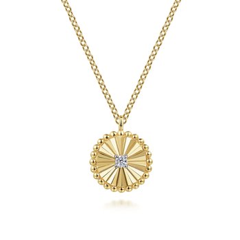 14K White-Yellow Gold Bujukan Diamond Cut Pendant Necklace NK6862M45JJ