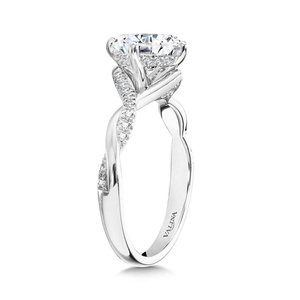 Valina Oval-Cut Hidden Halo Crisscross Diamond Engagement Ring w