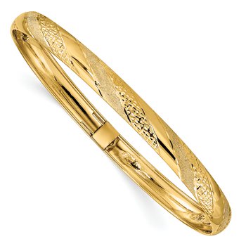QG 14k Satin Hexagonal Design Diamond-cut 6.50mm Flexible