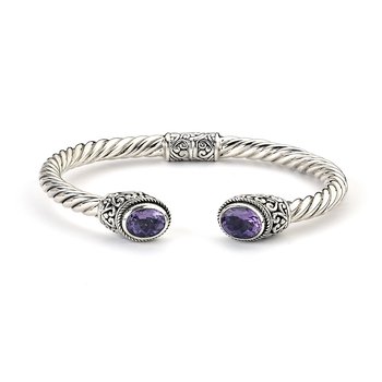Samuel B STERLING SILVER/18K BUTTERFLY TWISTED CABLE BANGLE