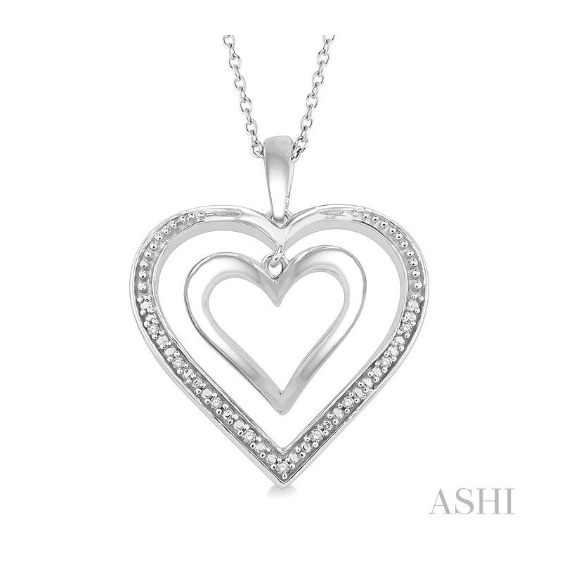 ASHI Silver Double Heart Shape Diamond Fashion Pendant