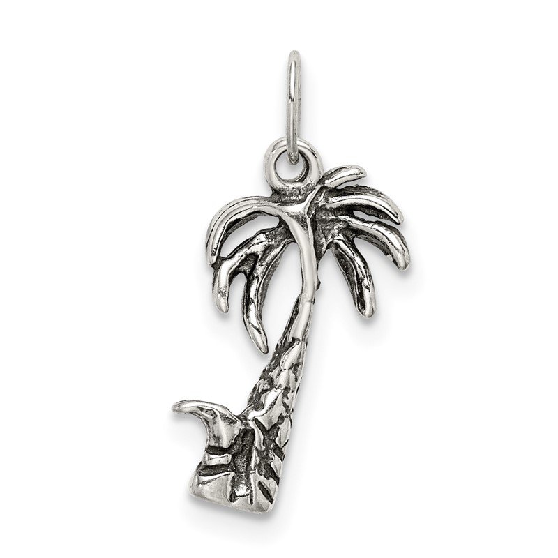 Quality Gold Sterling Silver Antiqued Palm Tree Charm QC6281 Bacon Jewelers