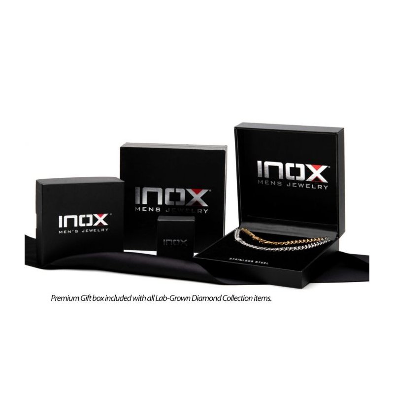 INOX Jewelry 18Kt Gold IP Steel Two Tone Solitaire Accented