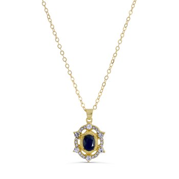 Gold tone 1.60 ct. Sapphire and Crystal AccentsPendant LN5266
