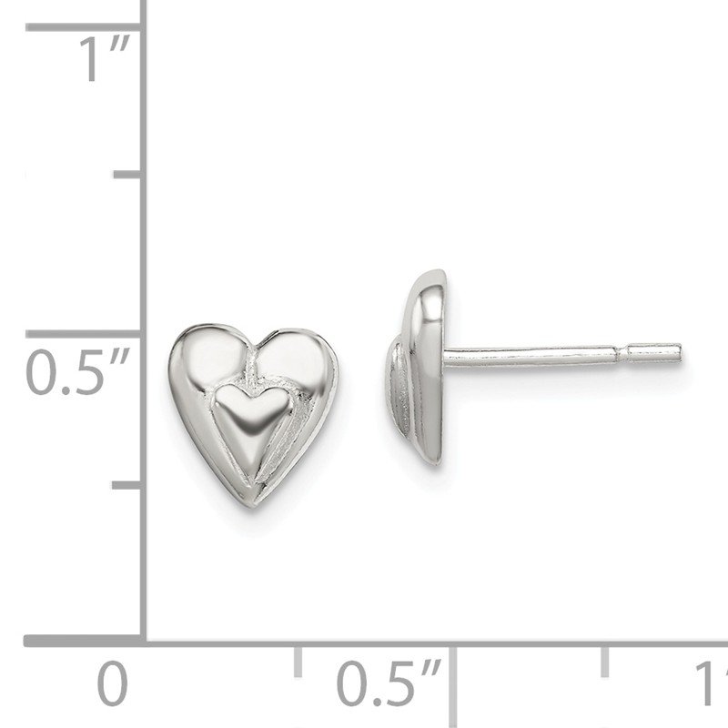 Polished Heart Post Stud Earrings Sterling Silver Polished Heart Post Stud Earrings Sterling Silver