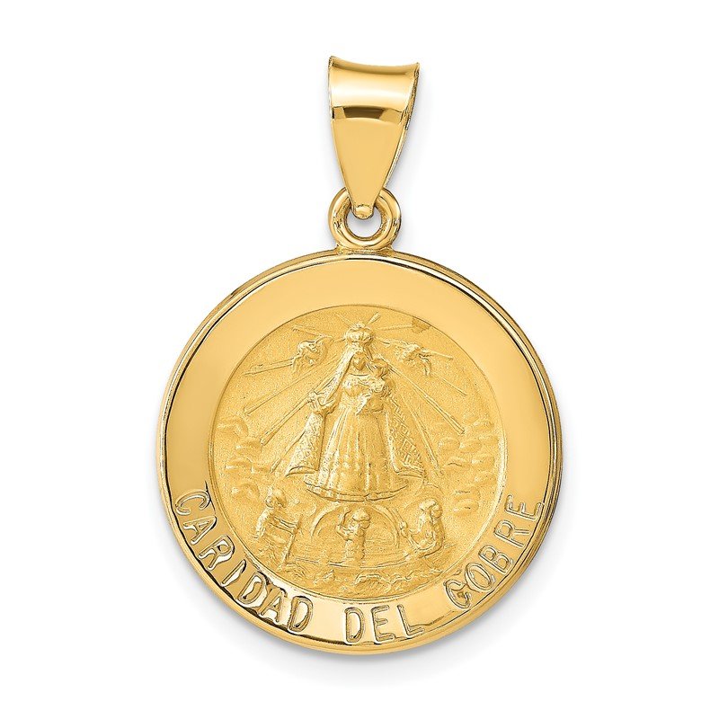 14k Gold Caridad Del Cobre Medal Hollow Pendant 14k Gold Caridad Del Cobre Medal Hollow Pendant