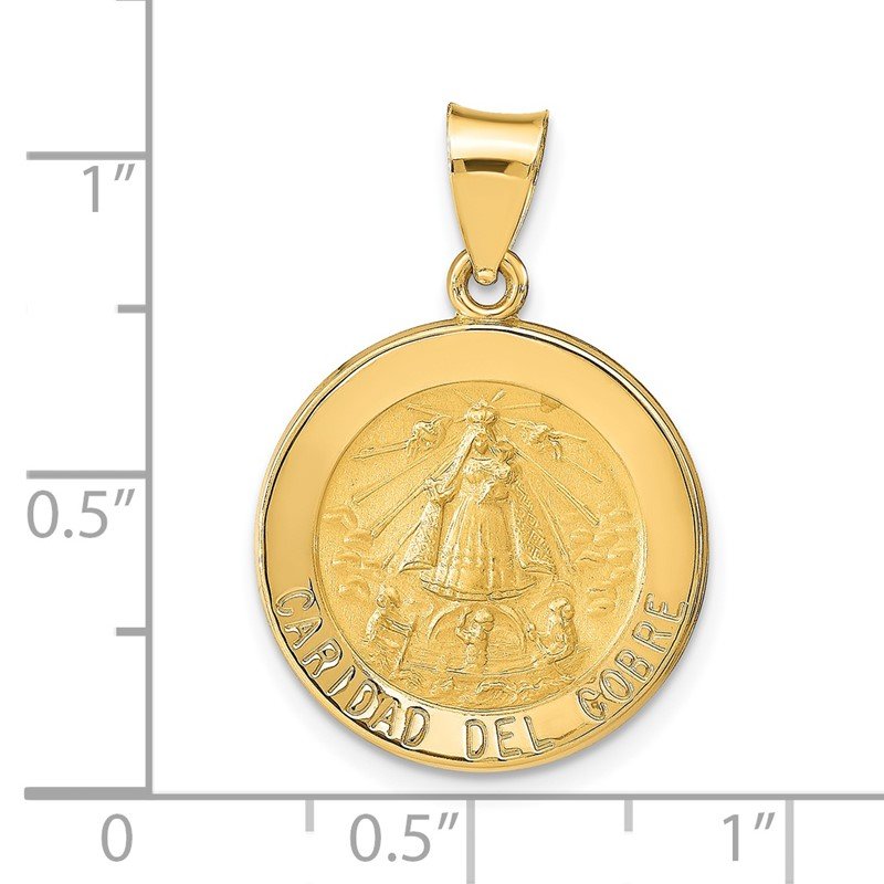 14k Gold Caridad Del Cobre Medal Hollow Pendant 14k Gold Caridad Del Cobre Medal Hollow Pendant