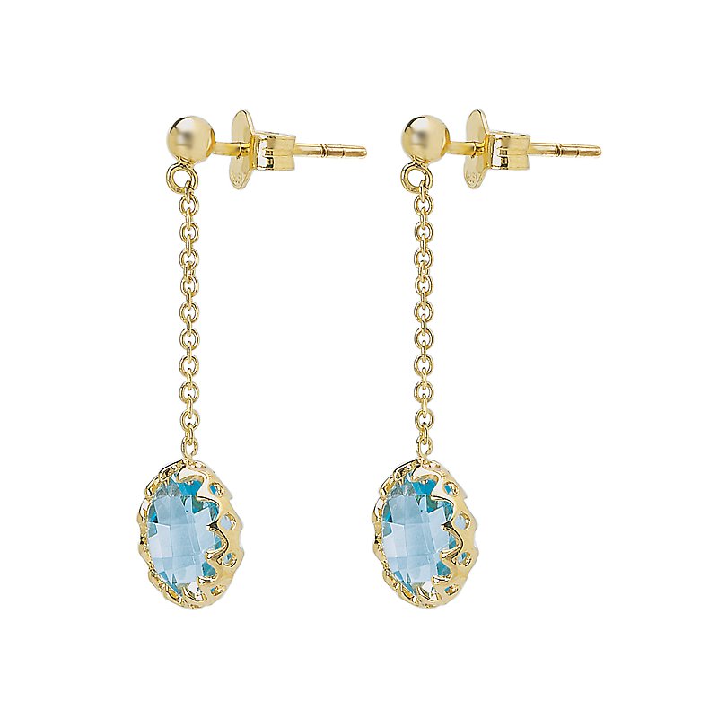 Tesoro 14kt Blue Topaz Dangle Earrings 328442-BT - KIM