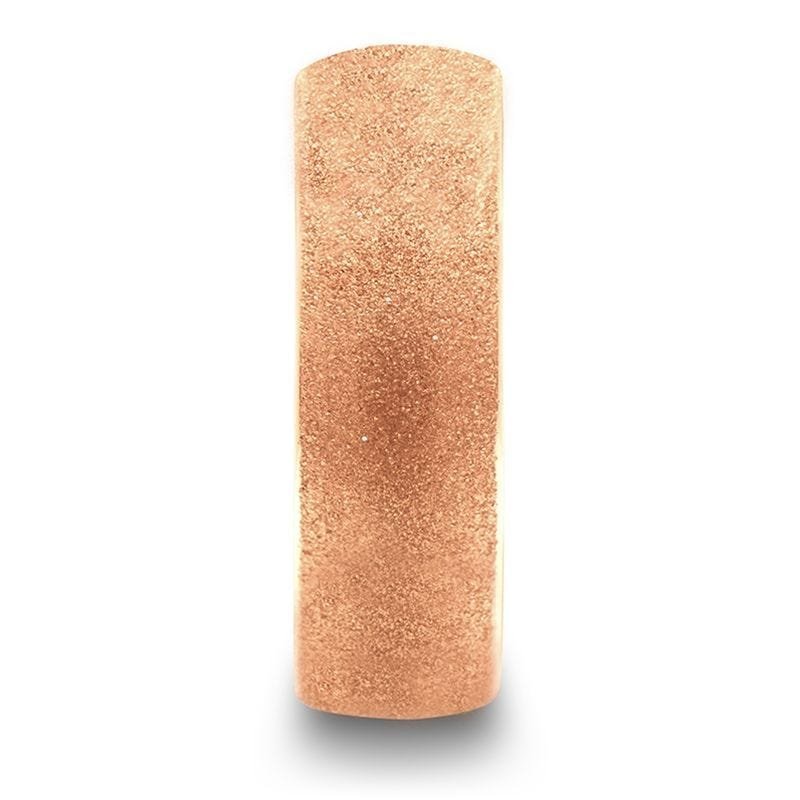 Thorsten EMBER Domed Tungsten Carbide Ring with Rose Gold Plating and Sandblasted Crystalline Finish - 2mm - 8mm Thorsten EMBER Domed Tungsten Carbide Ring with Rose Gold Plating and Sandblasted Crystalline Finish - 2mm - 8mm