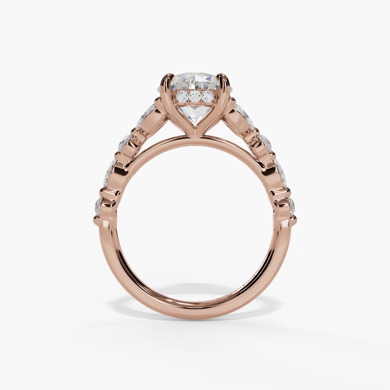 Marquise Diamond Accent Engagement Ring With Round Floating