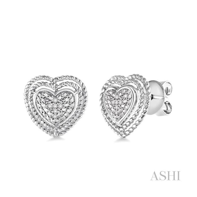ASHI Silver Heart Shape Diamond Fashion Earrings