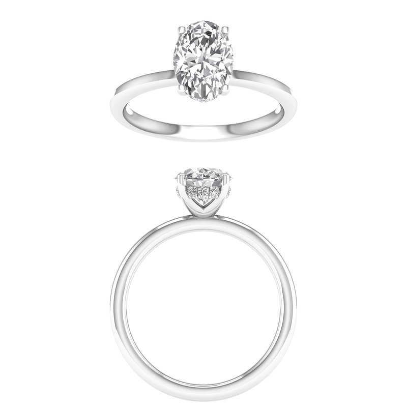 Hidden Halo Plain Shank Engagement Ring (Oval)