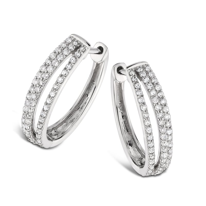 SDC Creations Pave Set set Diamond Triple Hoop Earrings in 14k