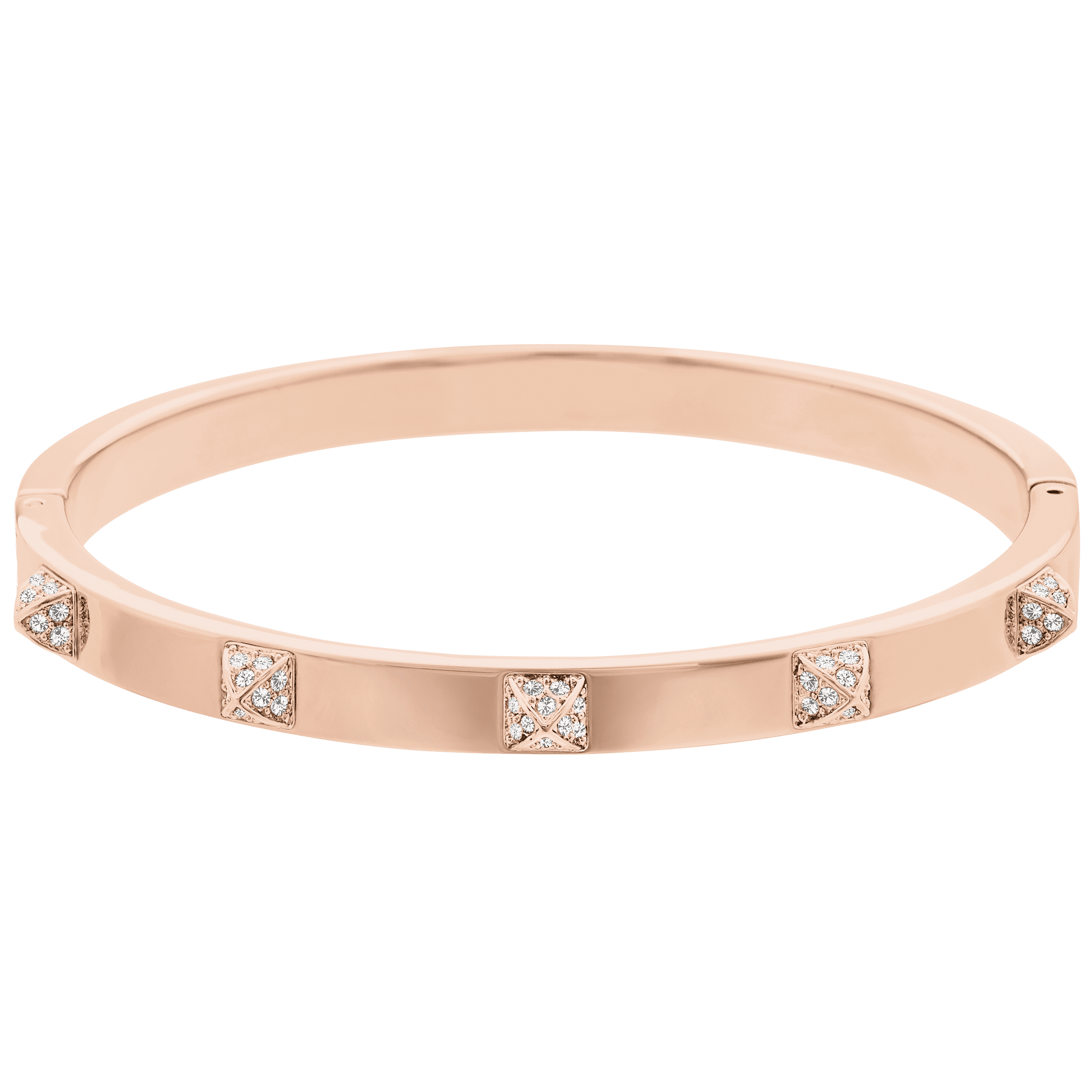 Swarovski Dextera bangle, Pavé, White, 18K rose gold finish