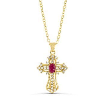 Natural Ruby Cross Pendant Z124-LN5074RU