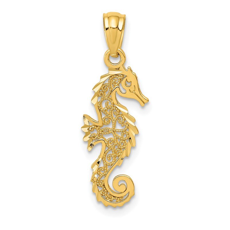 14k Yellow Gold Filigree Seahorse Pendant 14k Yellow Gold Filigree Seahorse Pendant