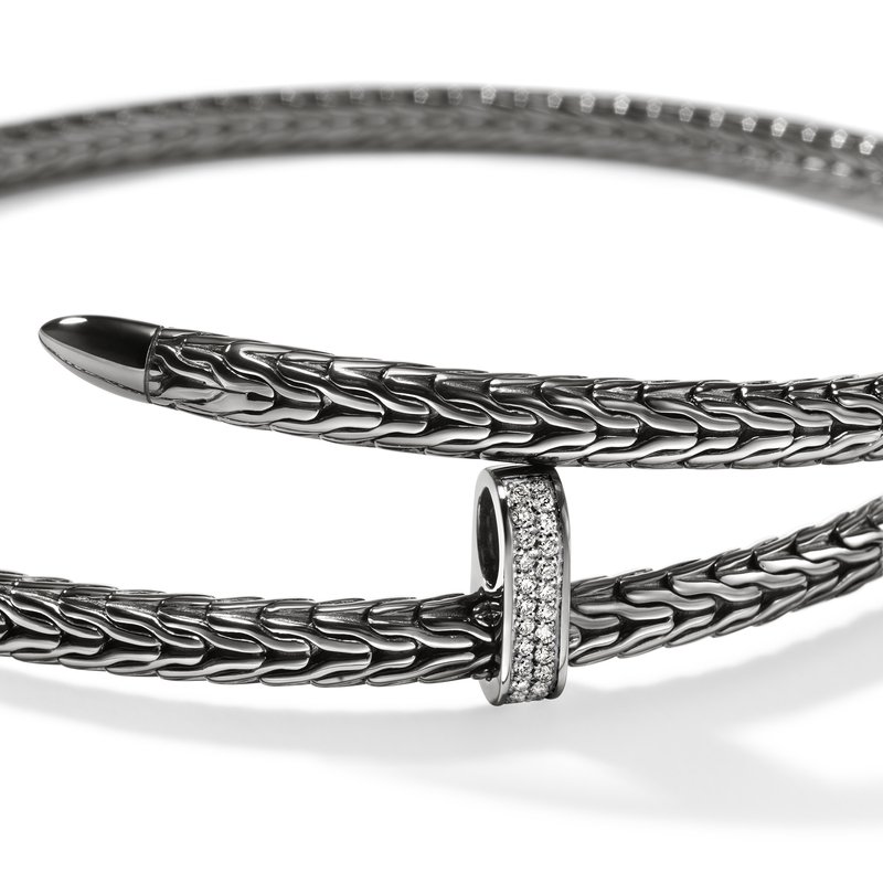 JOHN HARDY Spear Coil Choker, Dark Silver, Diamonds