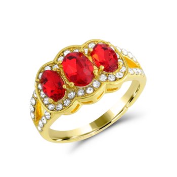 3-stone Red Crystal Adjustable Ring LN4291