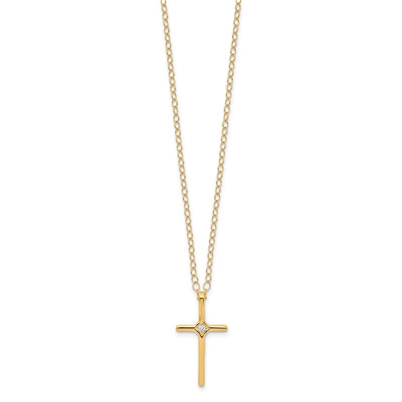 14k Yellow Gold Children's .01ct Diamond Cross 15 14k Yellow Gold Children's .01ct Diamond Cross 15