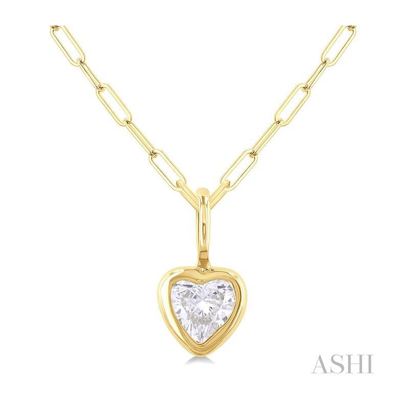 ASHI Heart Shape Bezel Set Paperclip Diamond Fashion Pendant
