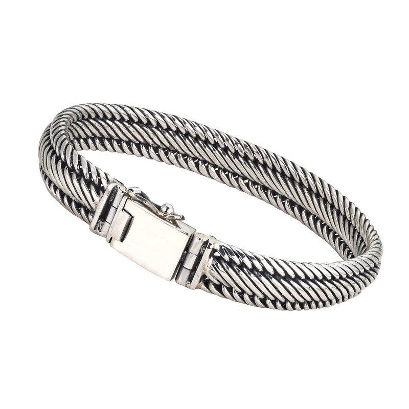 Samuel B STERLING SILVER TWISTED BRACELET W/ SLIDE INSERT LOCK