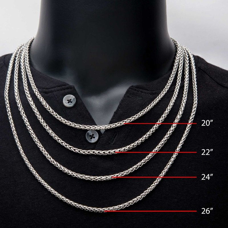 C*o様 grounds JEWELRY HANKIE STEEL INOX Jewelry 4mm Steel Wheat Chain Necklace NSTC1404 - AmRheins