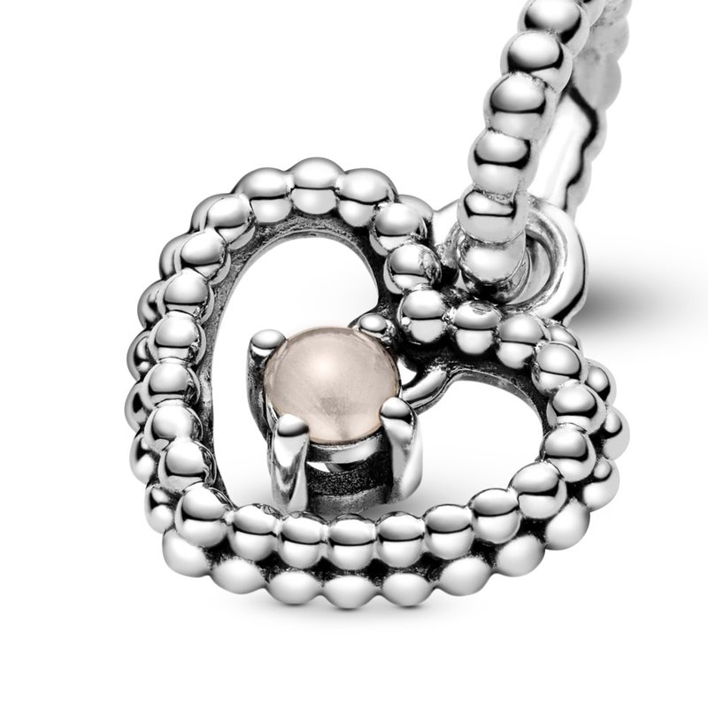 PANDORA Heart sterling silver dangle with light misty rose crystal ...