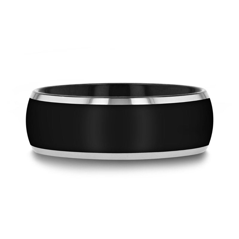 Thorsten MASERATI Black Tungsten Ring with Polished Domed Beveled Edges - 4mm to 10mm